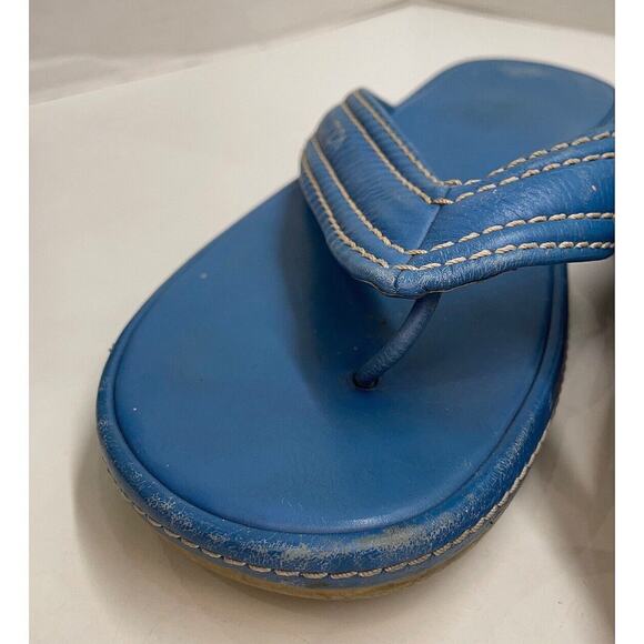 Authentic Gucci Women’s Sandals Blue Leather Embroidered Flip Flop Thong Sz 39 - Picture 7 of 11